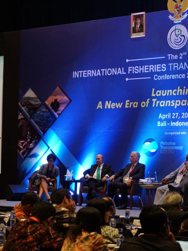 Photo at a conference of the Fisheries Transparency Initiative.